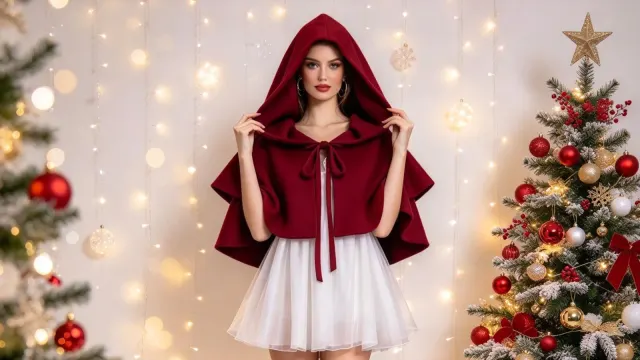 Christmas Red Riding Hood Sets: Cape, Dress and Holiday Styling