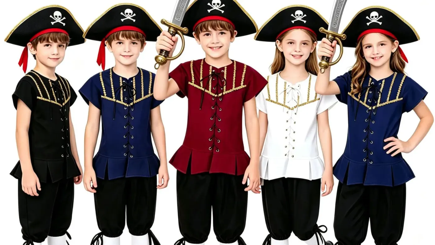 Pirate Captain Costumes for Kids: Hat, Vest and Trousers