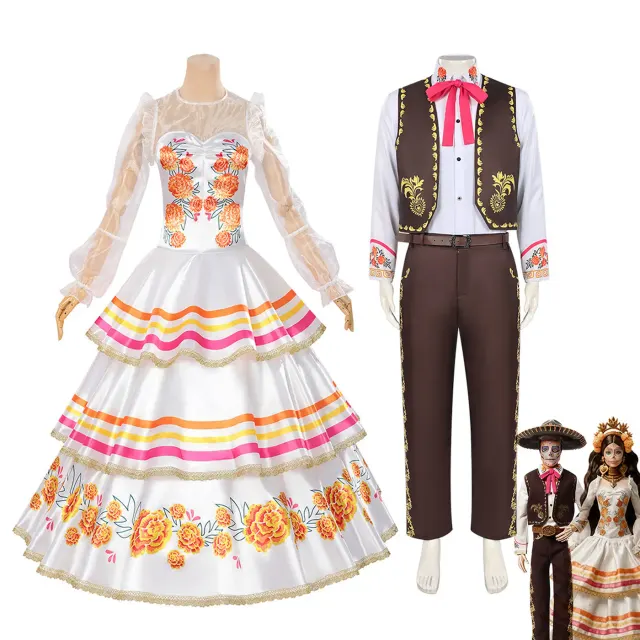2025 Day of the Dead Barbie-style cosplay dress in polyester with a princess-inspired look for stage and anime role-play.