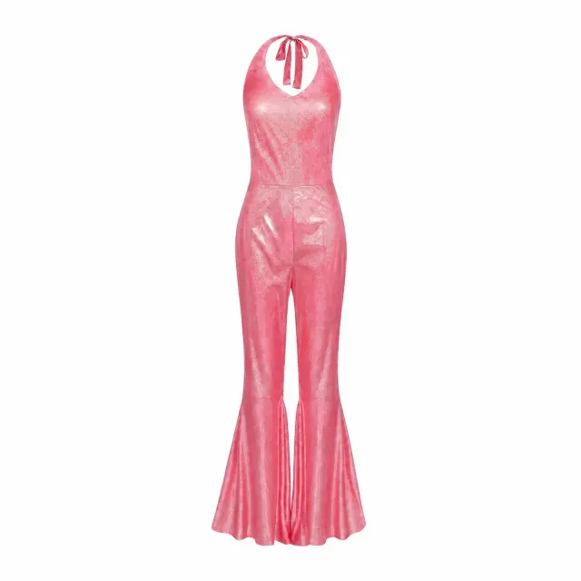 70s 80s Disco Shiny Flared Jumpsuit Halloween Cosplay Costume detail 3