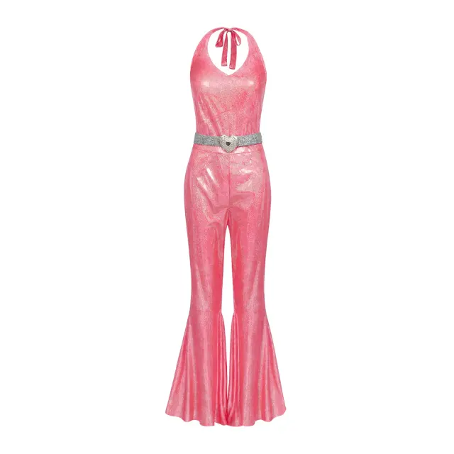 70s 80s Disco Shiny Flared Jumpsuit Halloween Cosplay Costume detail 4