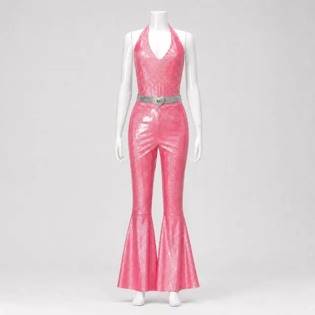70s 80s Disco Shiny Flared Jumpsuit Halloween Cosplay Costume detail 5