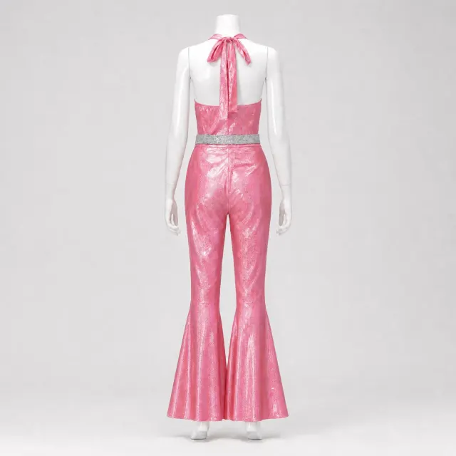 70s 80s Disco Shiny Flared Jumpsuit Halloween Cosplay Costume detail 6