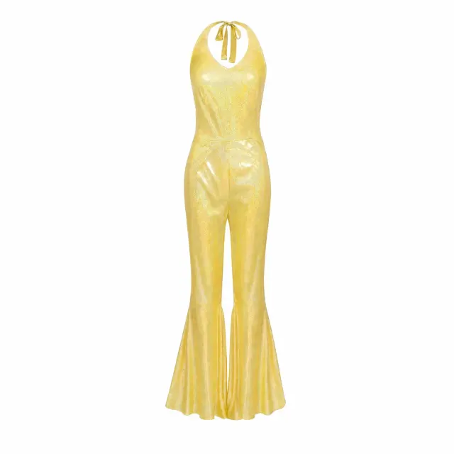 70s 80s Disco Shiny Flared Jumpsuit Halloween Cosplay Costume detail 7