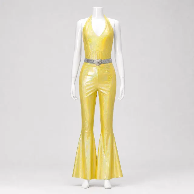 70s 80s Disco Shiny Flared Jumpsuit Halloween Cosplay Costume detail 9