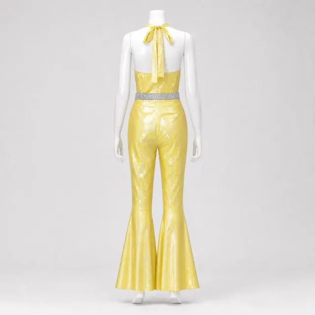 70s 80s Disco Shiny Flared Jumpsuit Halloween Cosplay Costume detail 10