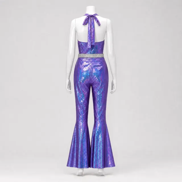 70s 80s Disco Shiny Flared Jumpsuit Halloween Cosplay Costume detail 16