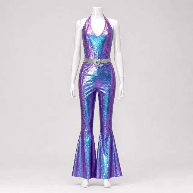 70s 80s Disco Shiny Flared Jumpsuit Halloween Cosplay Costume detail 17