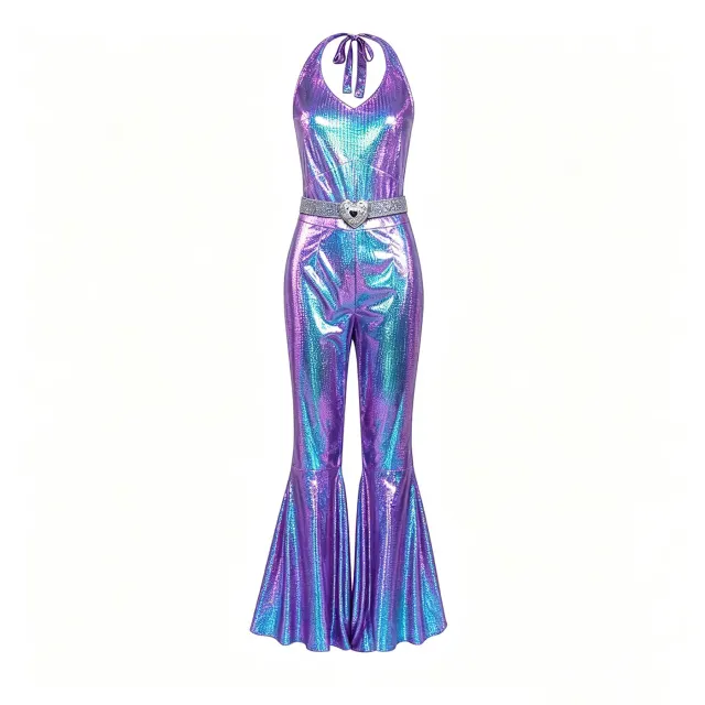 70s 80s Disco Shiny Flared Jumpsuit Halloween Cosplay Costume detail 19