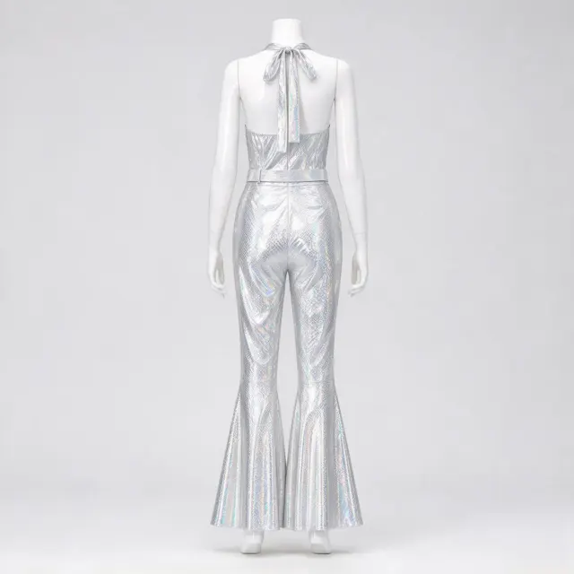 70s 80s Disco Shiny Flared Jumpsuit Halloween Cosplay Costume detail 21