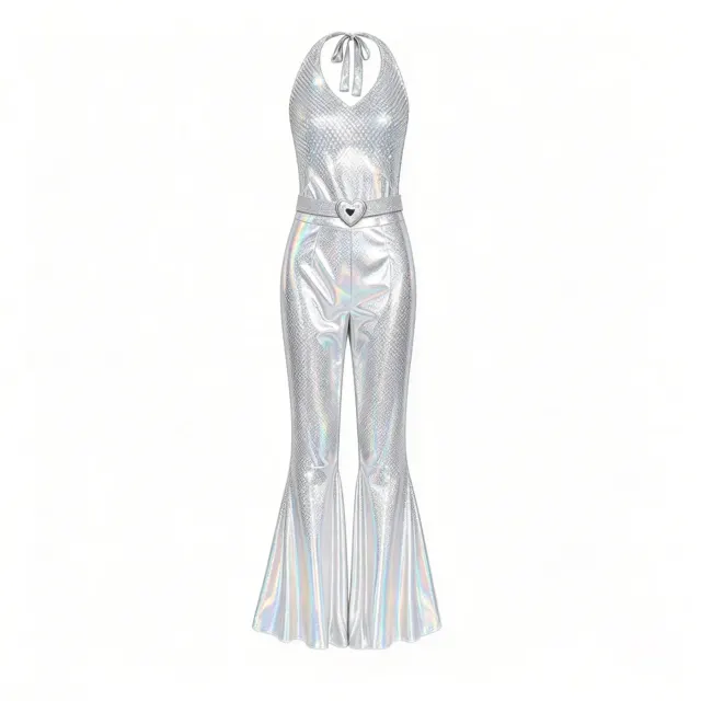 70s 80s Disco Shiny Flared Jumpsuit Halloween Cosplay Costume detail 23