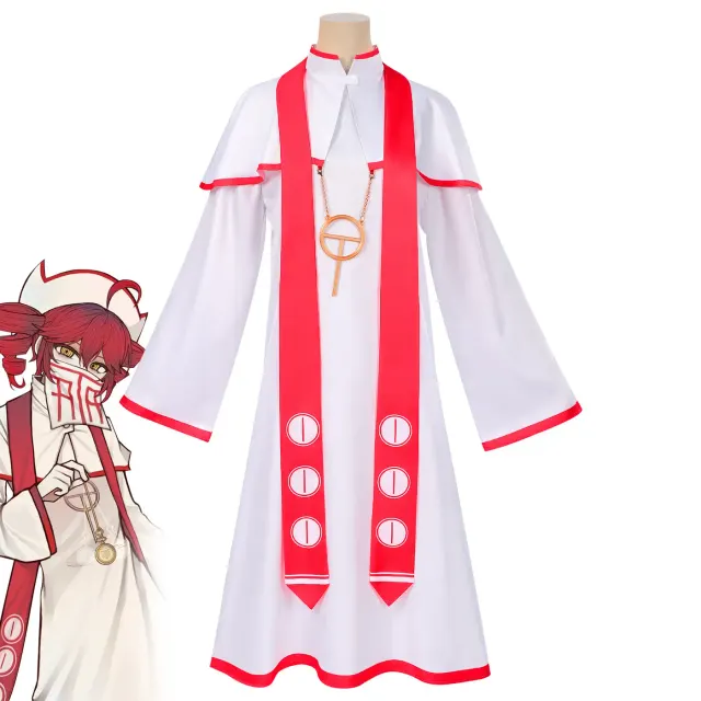 Red anime-inspired full cosplay costume set for a product catalog image.