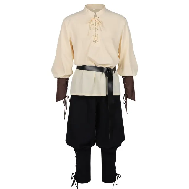Adult Caribbean Pirate Jogger Pants Halloween Renaissance Costume Set detail 1