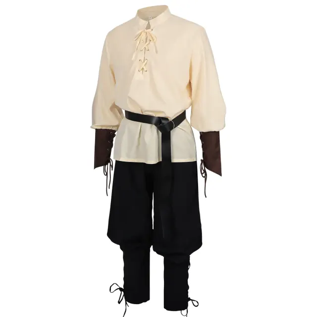Adult Caribbean Pirate Jogger Pants Halloween Renaissance Costume Set detail 2