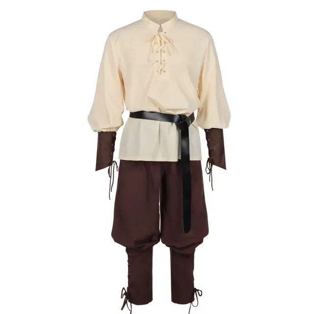 Adult Caribbean Pirate Jogger Pants Halloween Renaissance Costume Set detail 14
