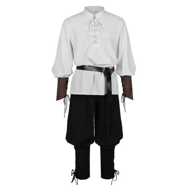 Adult Caribbean Pirate Jogger Pants Halloween Renaissance Costume Set detail 15