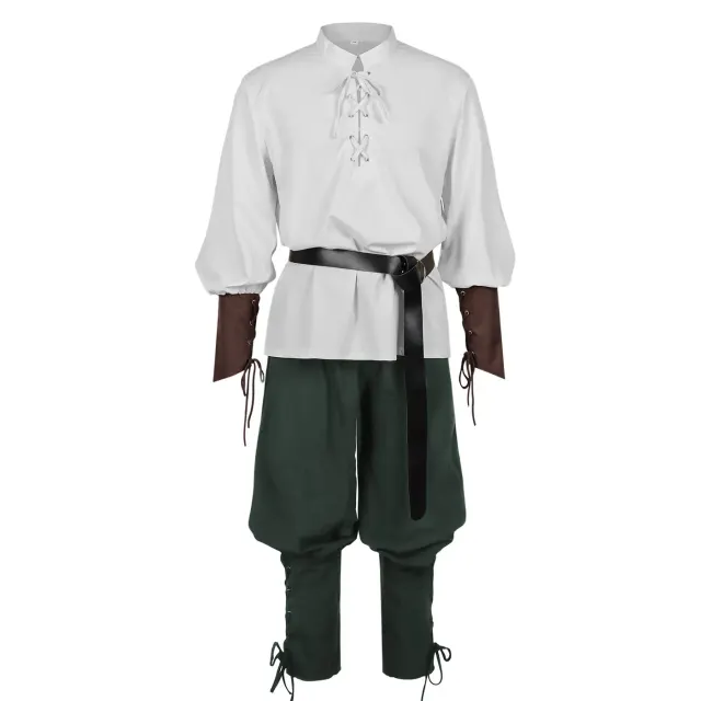 Adult Caribbean Pirate Jogger Pants Halloween Renaissance Costume Set detail 16