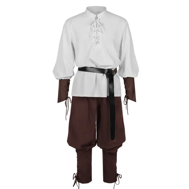 Adult Caribbean Pirate Jogger Pants Halloween Renaissance Costume Set detail 17