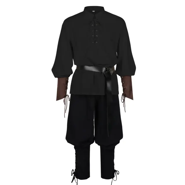 Adult Caribbean Pirate Jogger Pants Halloween Renaissance Costume Set detail 18