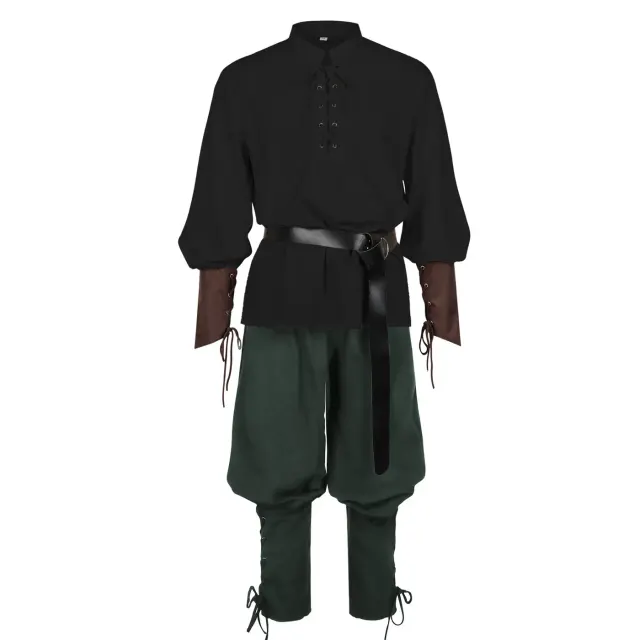 Adult Caribbean Pirate Jogger Pants Halloween Renaissance Costume Set detail 19