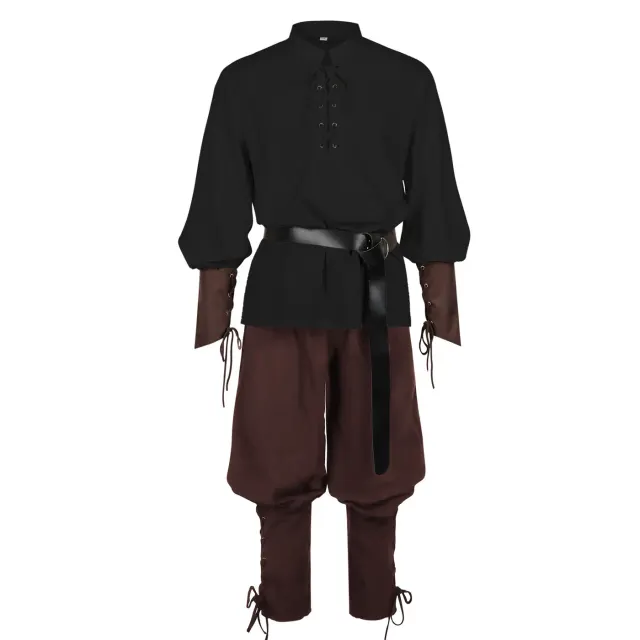 Adult Caribbean Pirate Jogger Pants Halloween Renaissance Costume Set detail 20