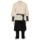 Caribbean Pirate Set - Beige/Black (Shirt/Pants/Belt)