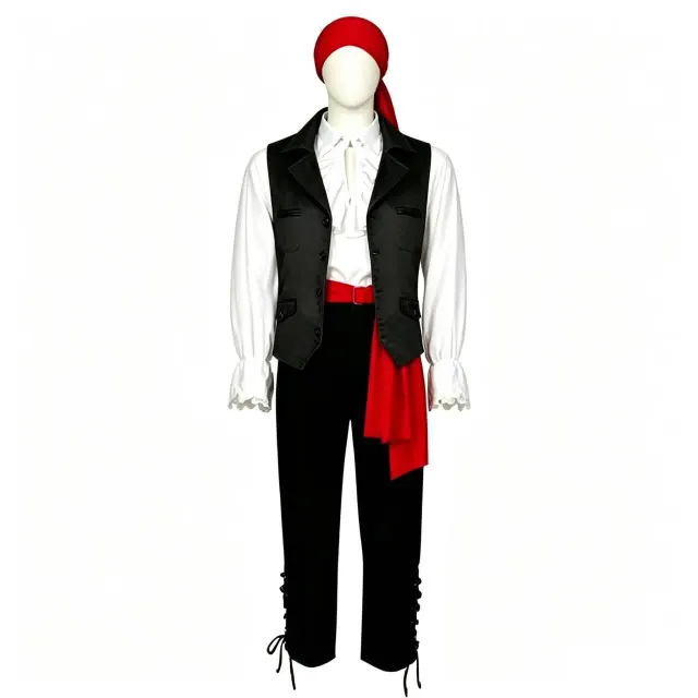 Adult Pirate Couple Cosplay Costume Halloween Stage Set detail 16