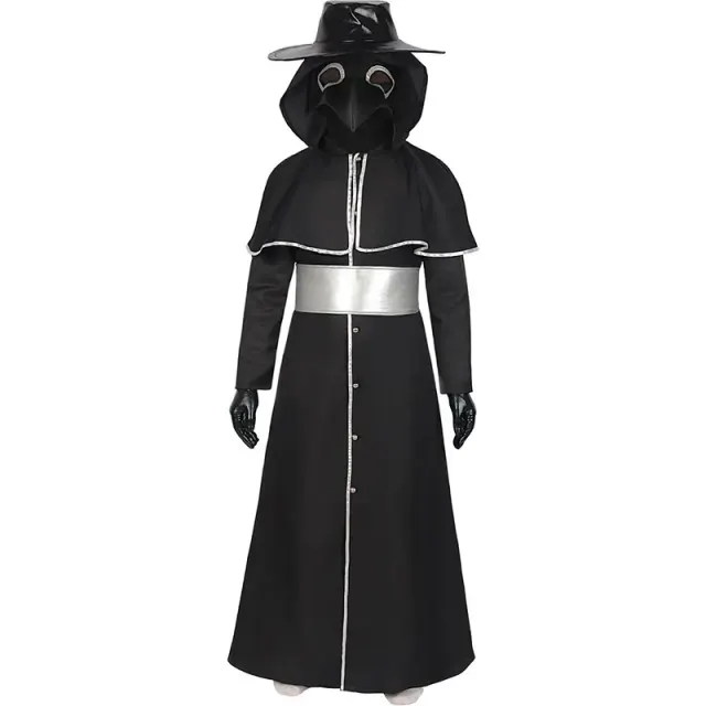 Adult Medieval Steampunk Bird Beak Costume with Long-Beak Mask detail 2