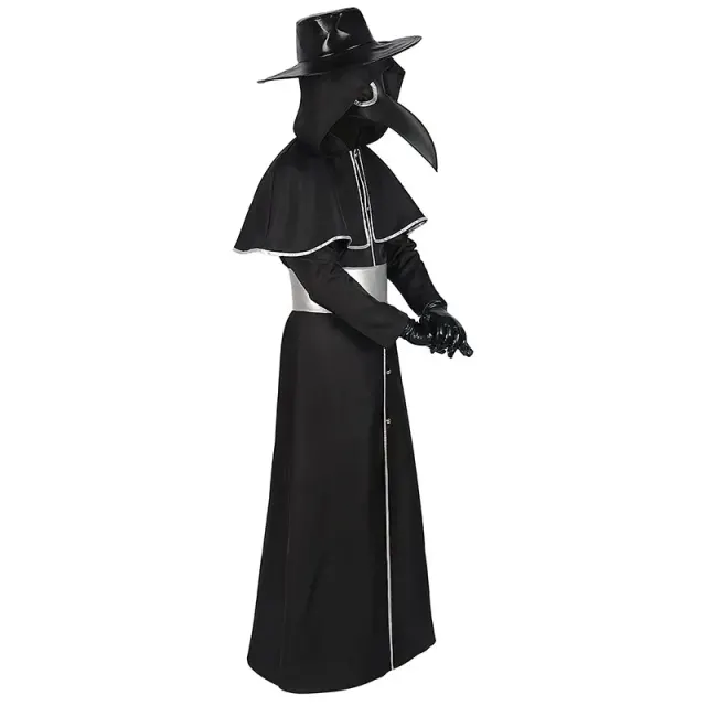 Adult Medieval Steampunk Bird Beak Costume with Long-Beak Mask detail 5