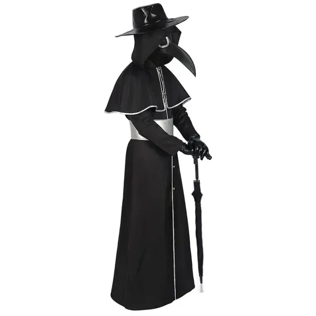 Adult Medieval Steampunk Bird Beak Costume with Long-Beak Mask detail 6