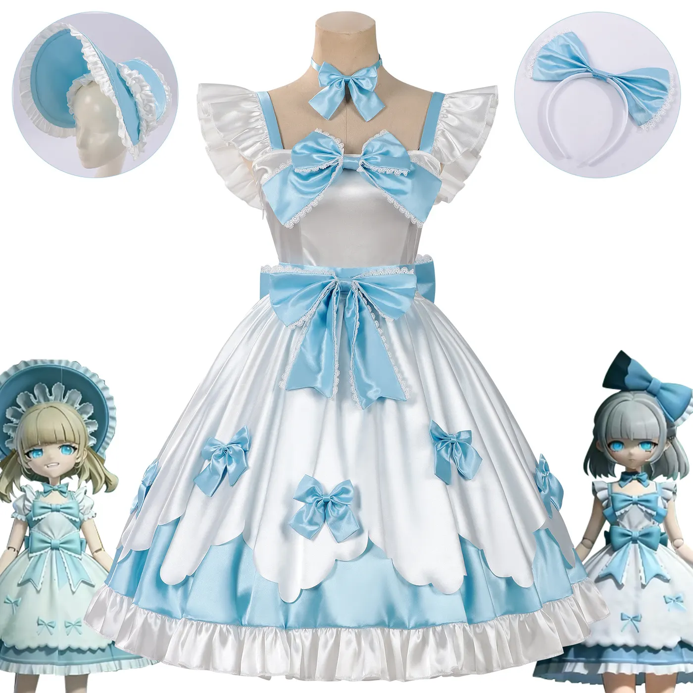 Anna and Anya twin-spirit cosplay dress sets shown in two coordinated styles for haunted-night roleplay.