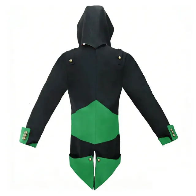 Assassin's Creed Connor Medieval Hooded Tailcoat Cosplay Costume detail 3