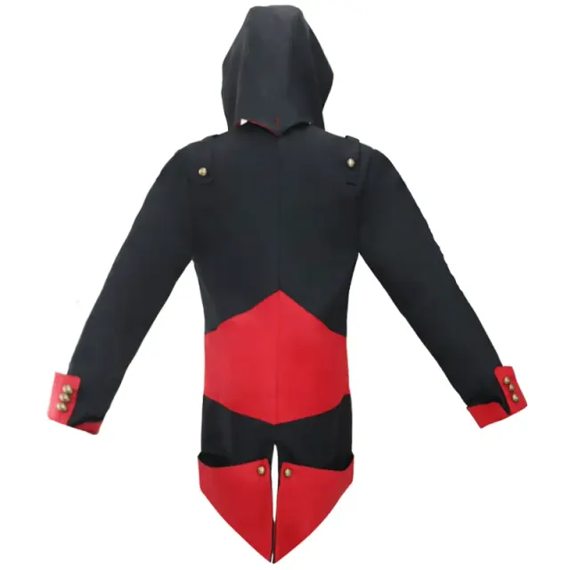 Assassin's Creed Connor Medieval Hooded Tailcoat Cosplay Costume detail 5