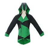 Hooded Tailcoat Jacket - Black/Green