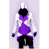 Hooded Tailcoat Jacket - White/Purple