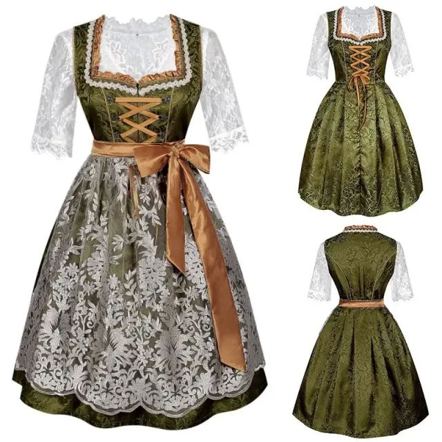 Bayerisches Oktoberfest-Latzkleid-Set für Damen Detail 1