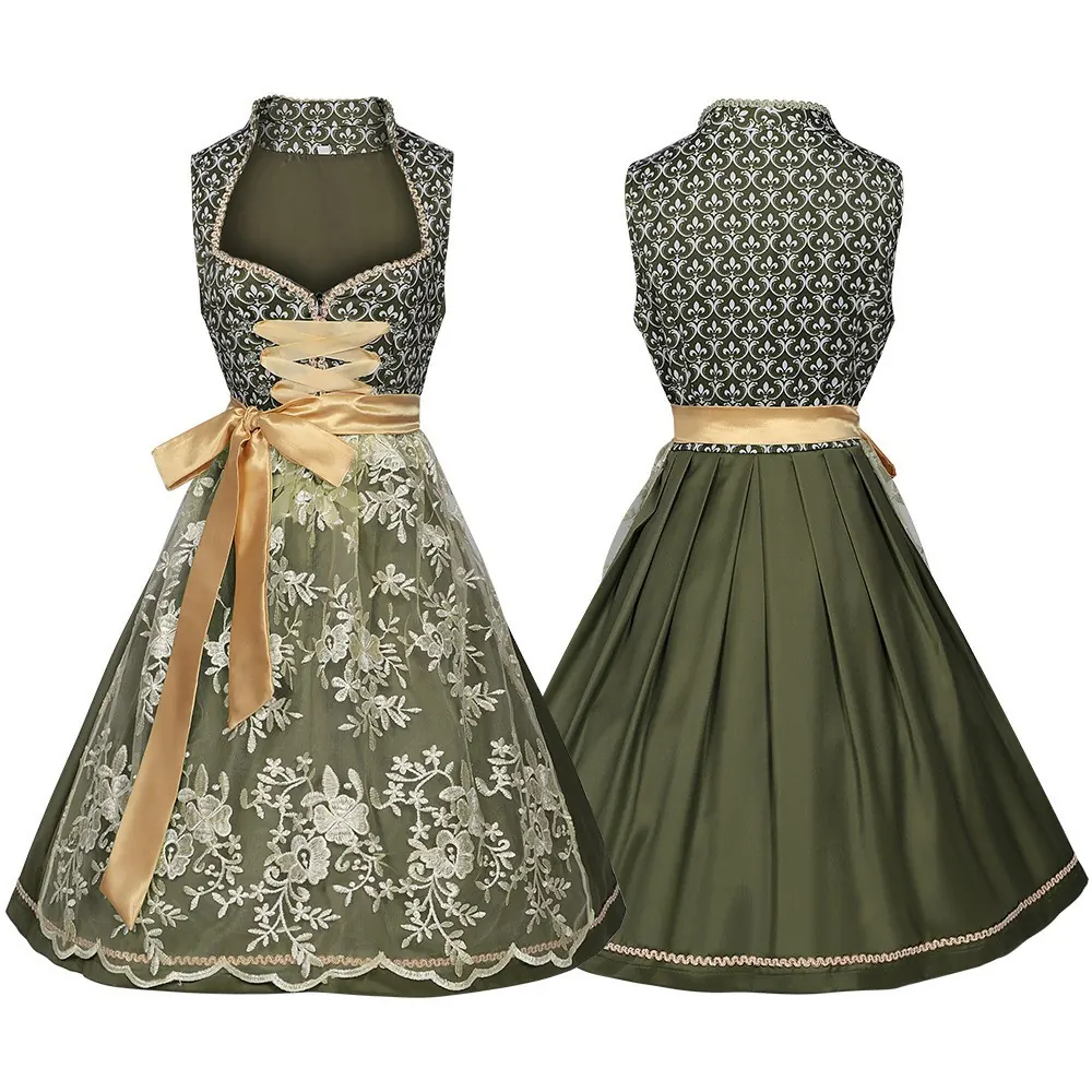Bavarian Oktoberfest Pinafore Dress Set for Women detail 2