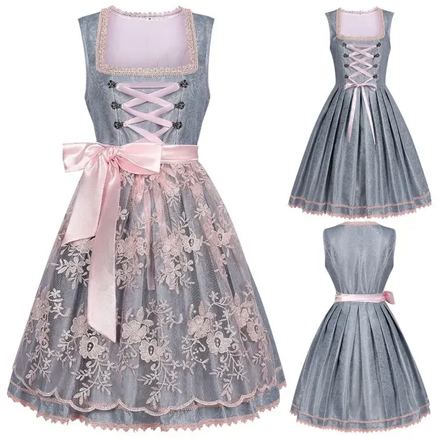 Bayerisches Oktoberfest-Latzkleid-Set für Damen Detail 4