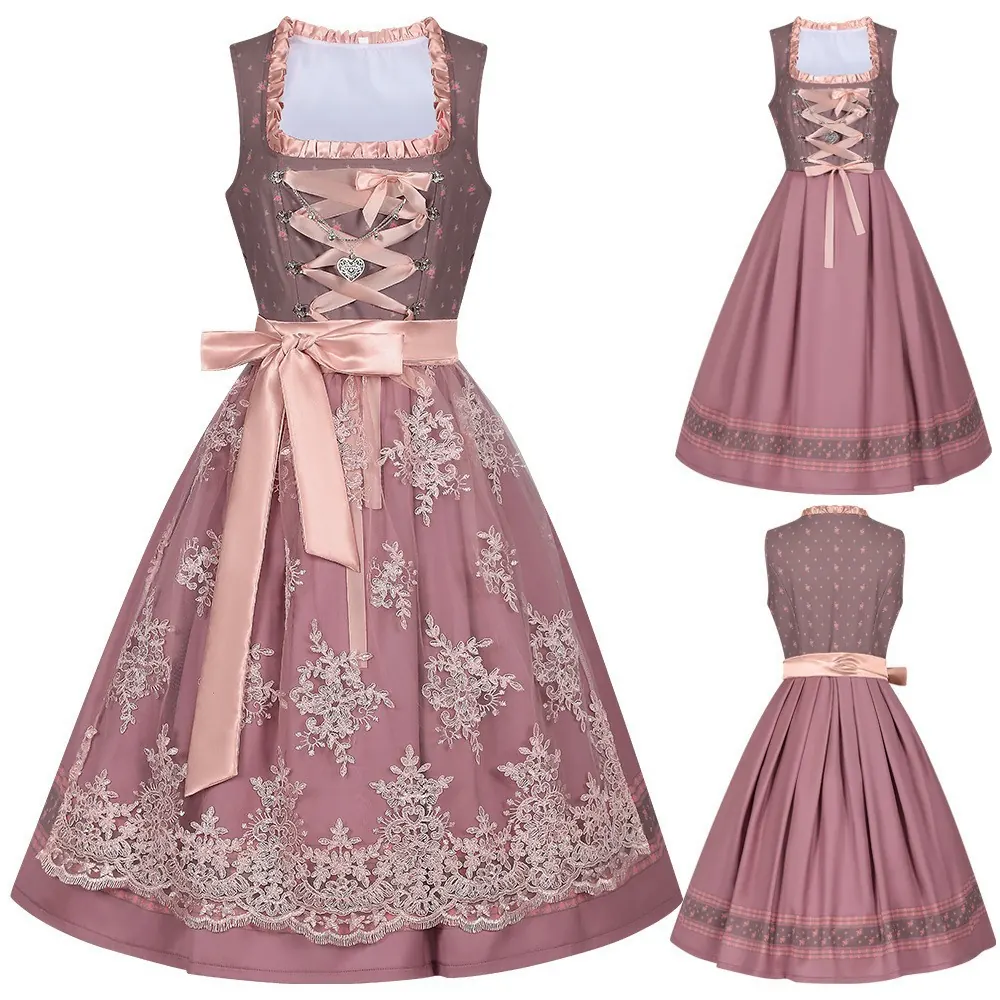 Bavarian Oktoberfest Pinafore Dress Set for Women detail 5