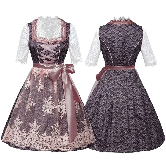 Bayerisches Oktoberfest-Latzkleid-Set für Damen Detail 6