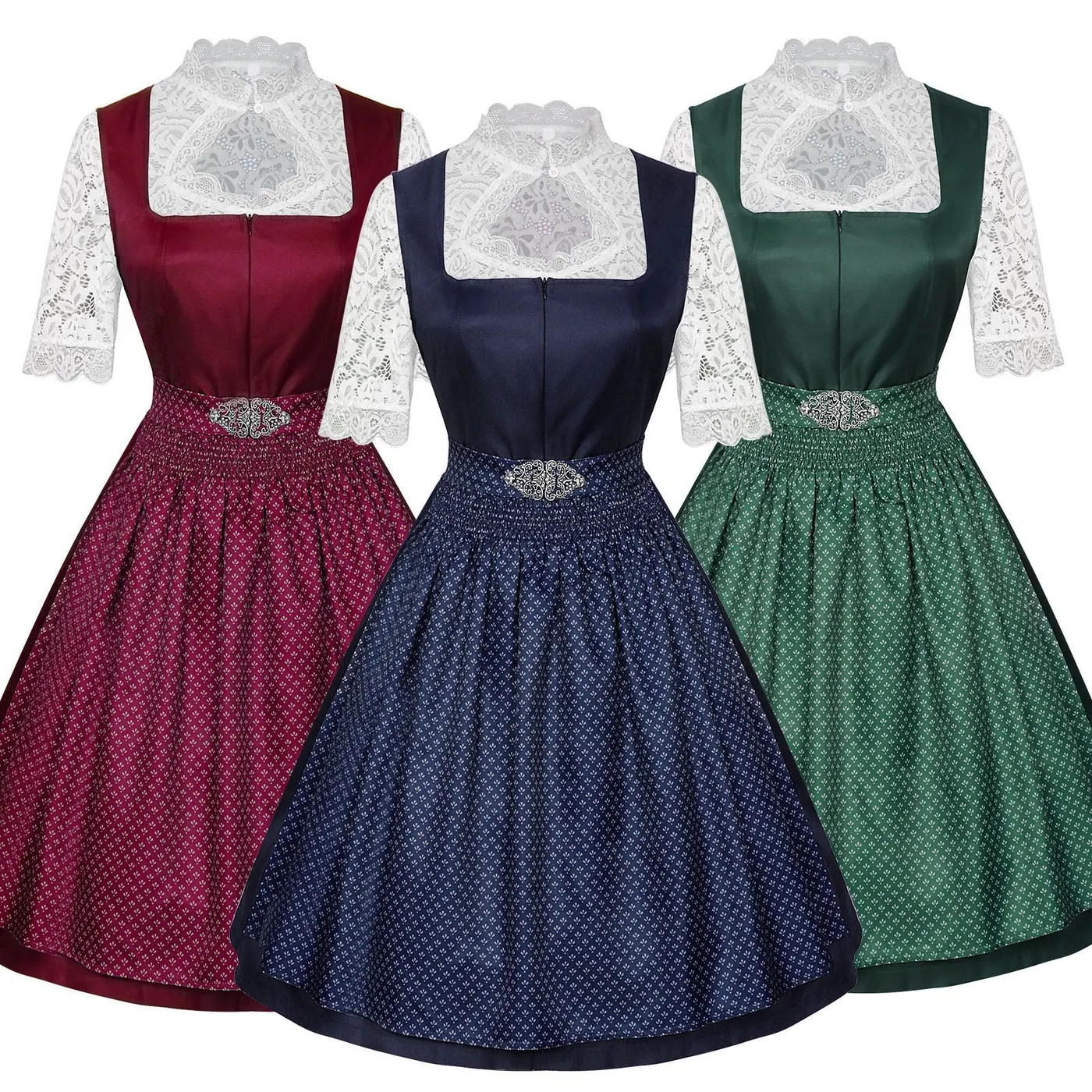 Bavarian Oktoberfest Pinafore Dress Set for Women detail 7