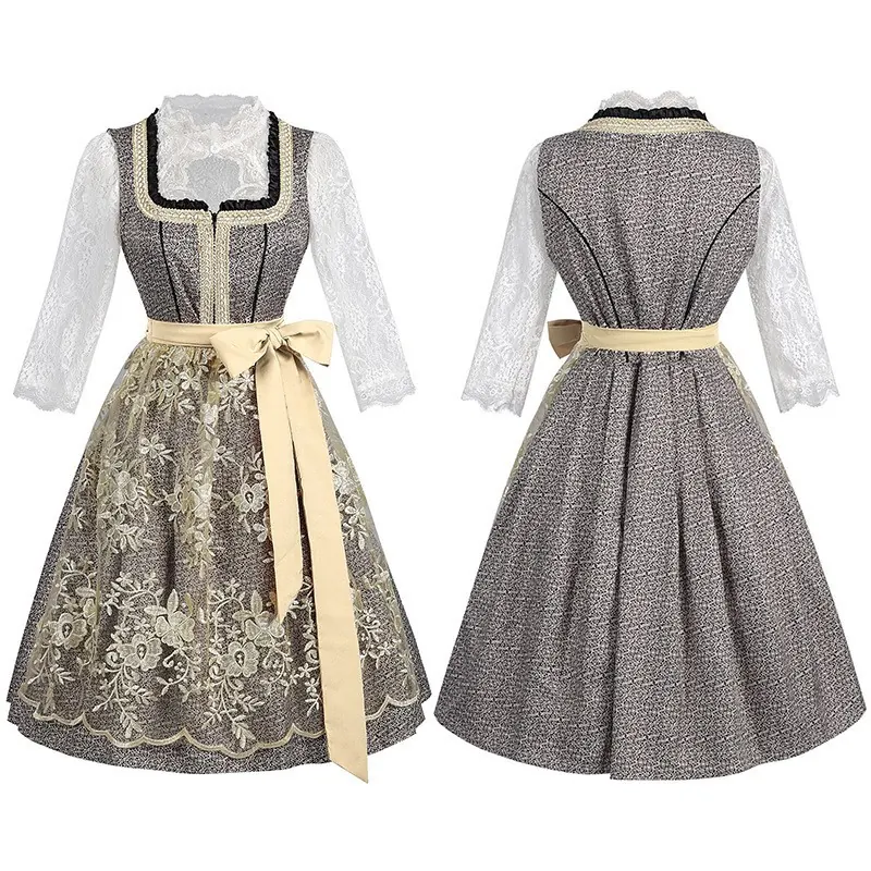 Bavarian Oktoberfest Pinafore Dress Set for Women detail 9