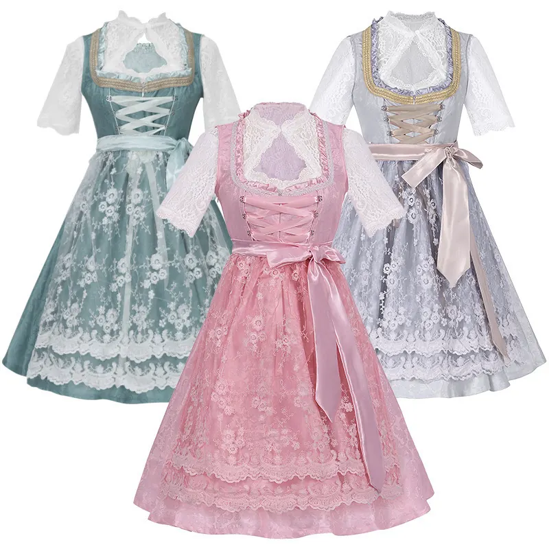 Bavarian Oktoberfest Pinafore Dress Set for Women detail 16