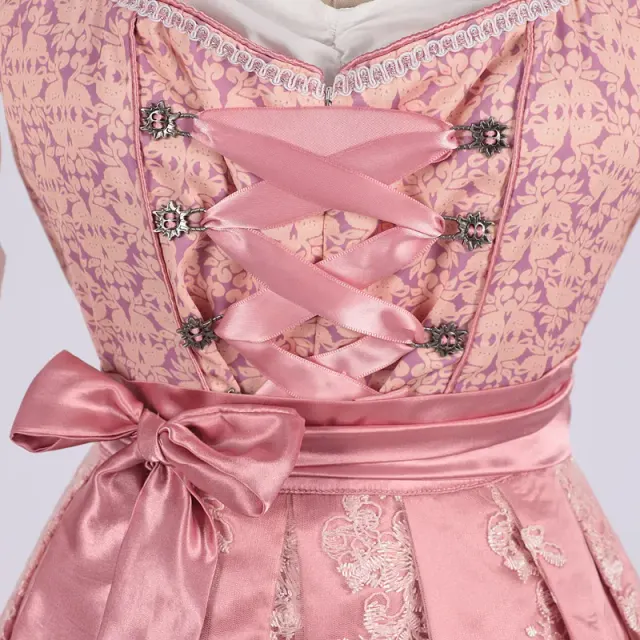 Women's Bavarian Print Lace-Up Oktoberfest Maid Dress Set detail 5