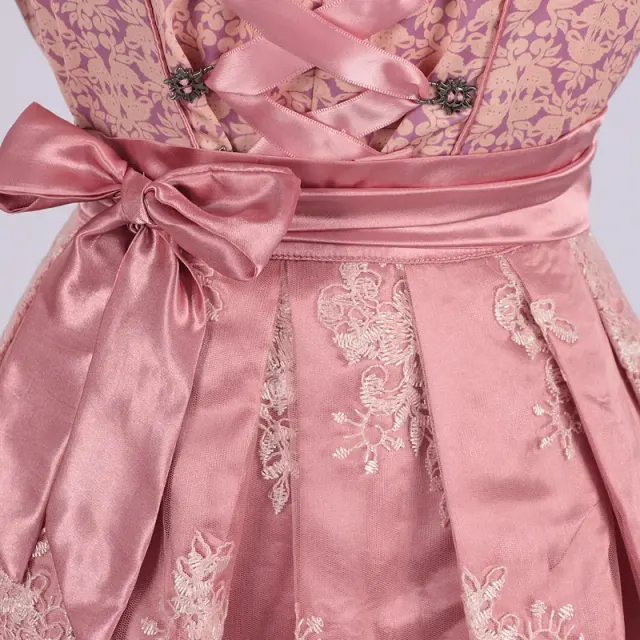 Women's Bavarian Print Lace-Up Oktoberfest Maid Dress Set detail 7