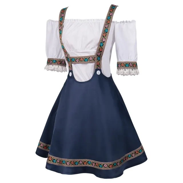 Ensemble robe de serveuse à dentelle et blocs de couleurs pour femme – Fête de la bière détail 3
