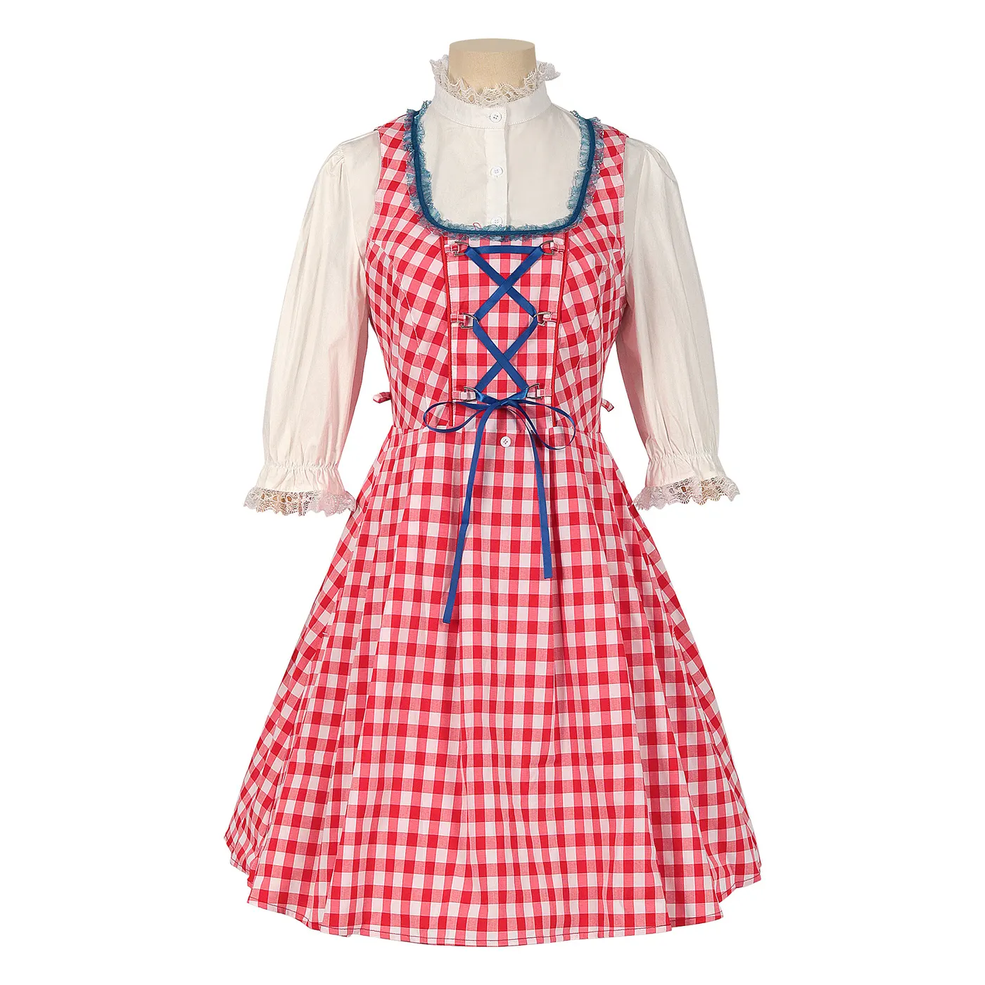 Women's Beer Festival Lace Color-Block Maid Dress Set detail 13