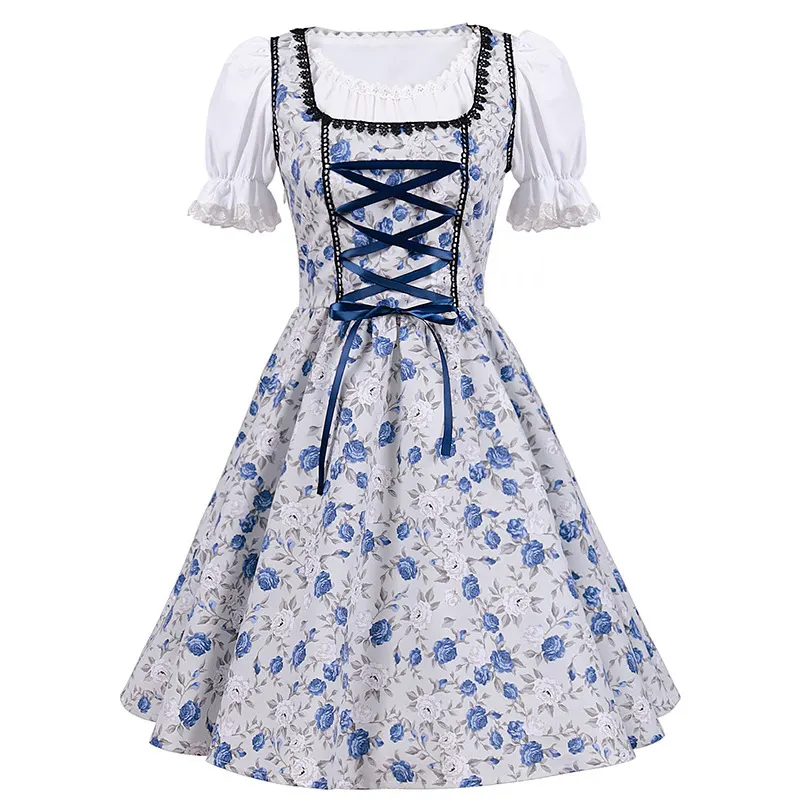 Women's Beer Festival Lace Color-Block Maid Dress Set detail 16
