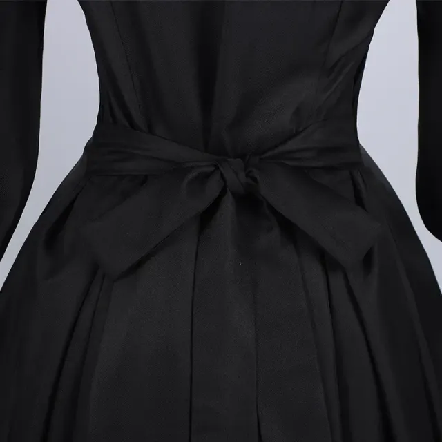 Women's Black Nun Cosplay Long-Sleeve Lace Dress Set detail 4