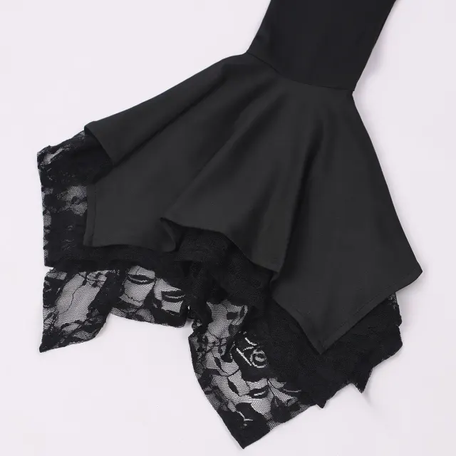Black Off-Shoulder Lace Bell-Sleeve Performance Bodysuit detail 7